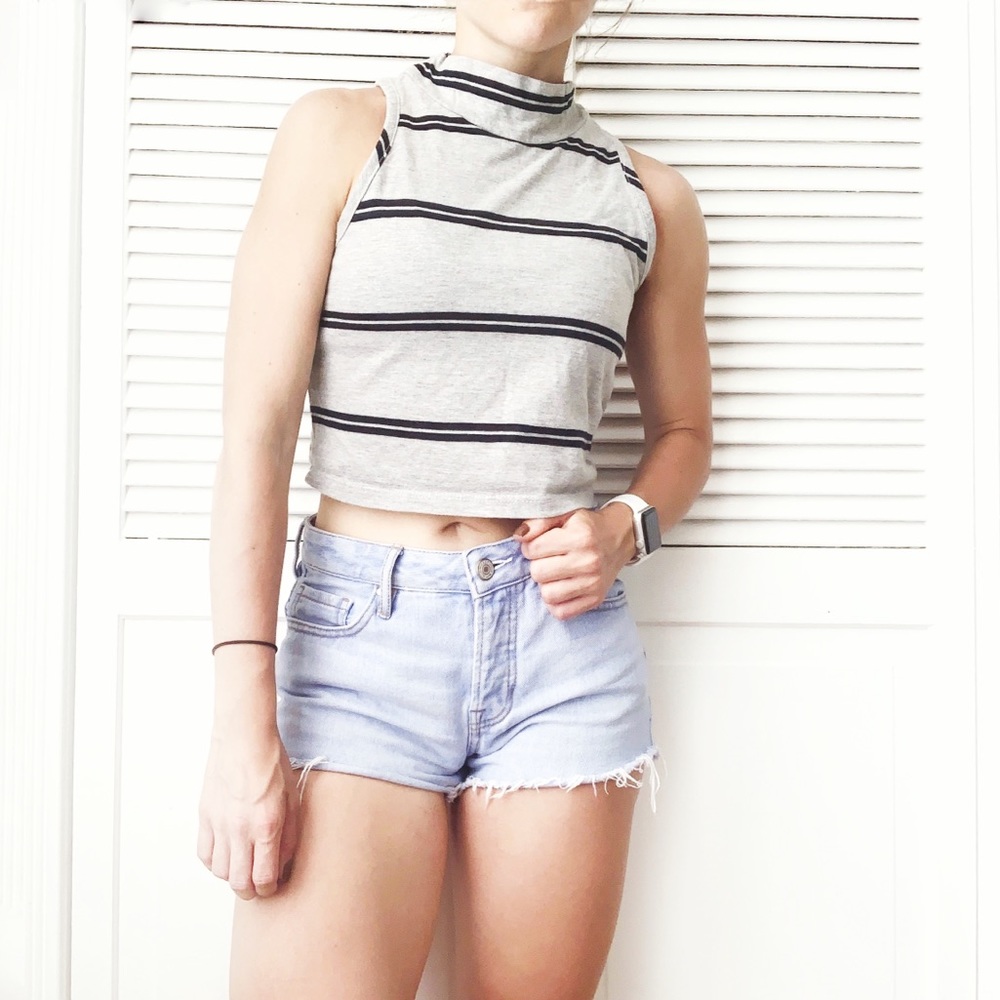 Alloy Mock Neck Striped Crop Top NWOT